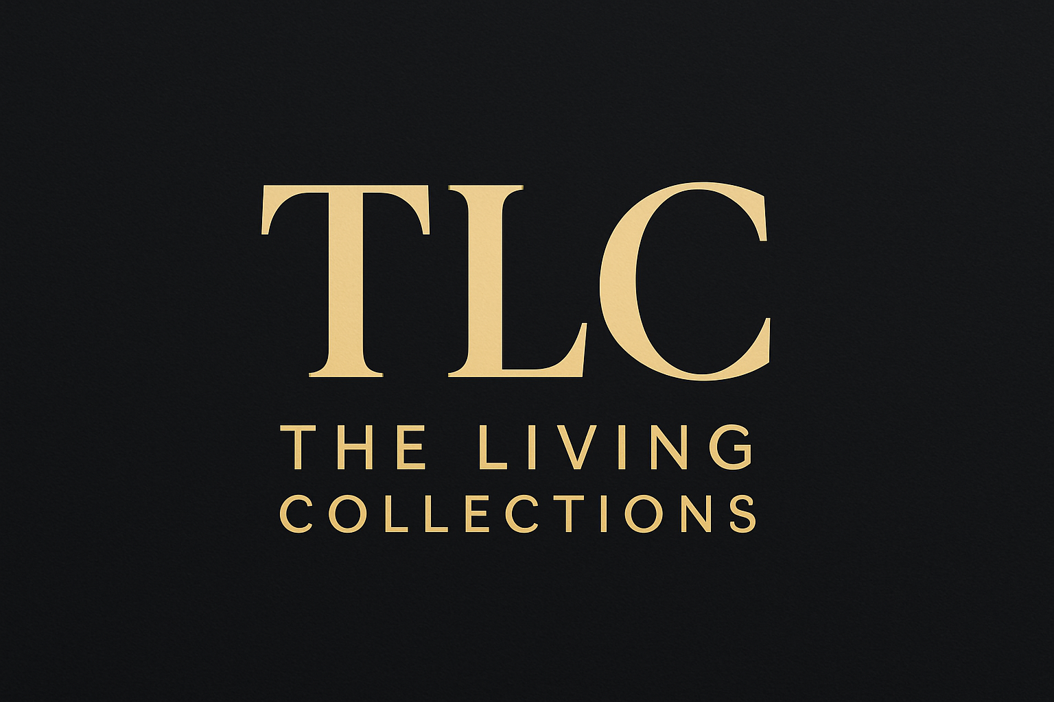 Give me a logo for my website named as THE LIVING COLLECTIONS but logo should be in like dark coloured background and I need the name called TLC in the logo